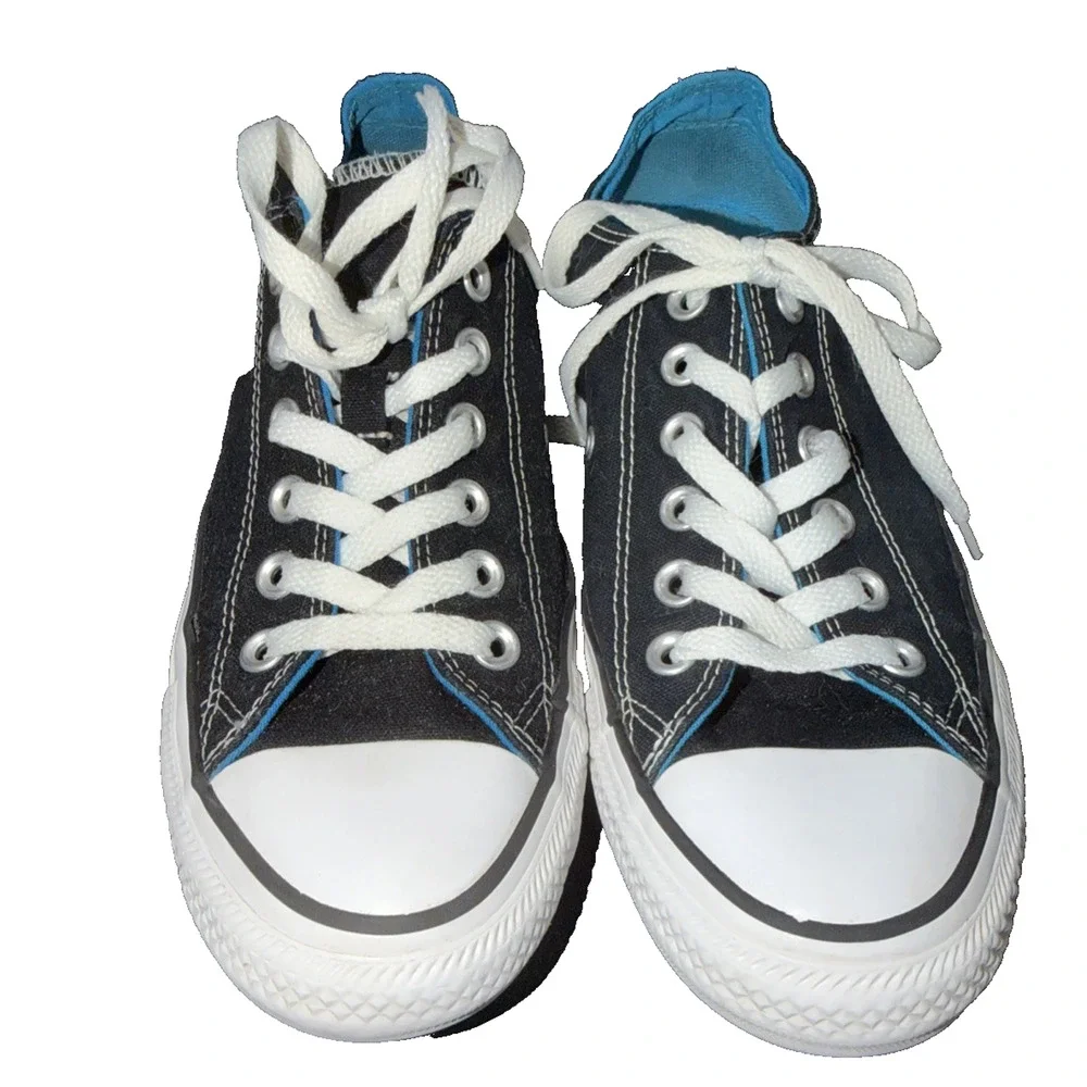 Converse Double Tongue Chuck Taylor Low Tops Women 7 Men 5 Black Blue